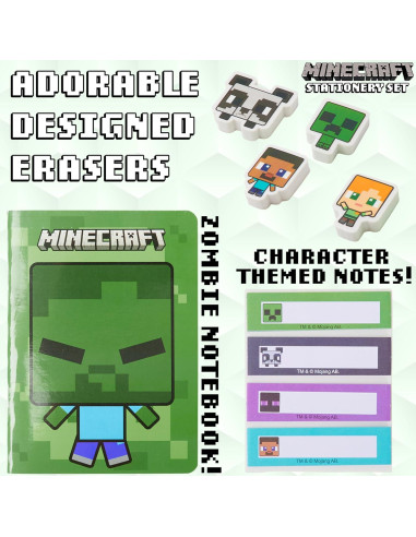 Estuche de Lápices Minecraft Verde con Set de Papelería Escolar