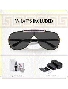 Gafas de Sol Aviador Versace VE2140 Unisex Oro/Gris + Kit Cuidado 2
