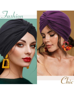 Turbantes para Mujeres SATINIOR 4 Piezas Suaves Ajustables 2