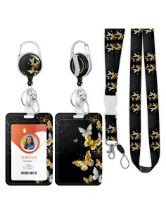 Porta Credencial Retráctil Boutilon Mariposa 52 cm con Correa