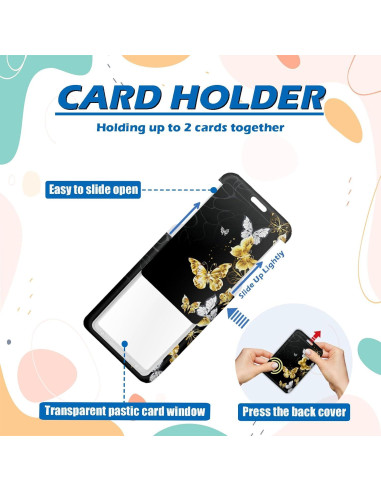 Porta Credencial Retráctil Boutilon Mariposa 52 cm con Correa