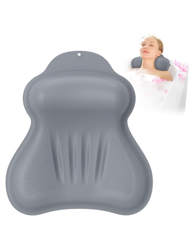 Almohada de Baño Kixcvdm con Airbag Inflable y Ventosas Gris