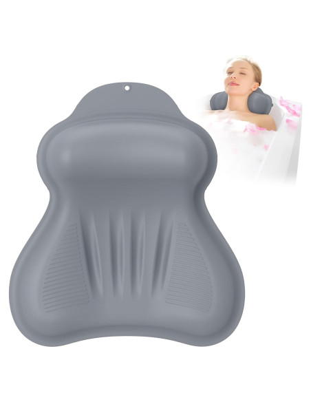 Almohada de Baño Kixcvdm con Airbag Inflable y Ventosas Gris