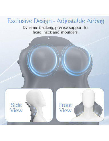 Almohada de Baño Kixcvdm con Airbag Inflable y Ventosas Gris