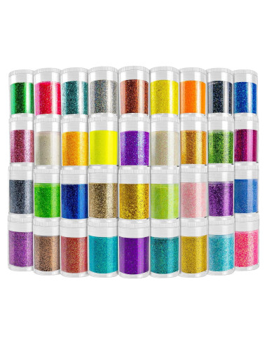 Juego de 36 Colores de Purpurina Ultra Fina Linwulte 271.5g