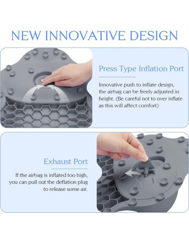 Almohada de Baño Kixcvdm con Airbag Inflable y Ventosas Gris