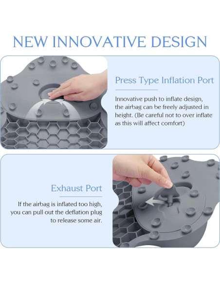 Almohada de Baño Kixcvdm con Airbag Inflable y Ventosas Gris