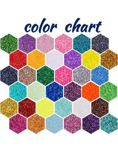 Juego de 36 Colores de Purpurina Ultra Fina Linwulte 271.5g