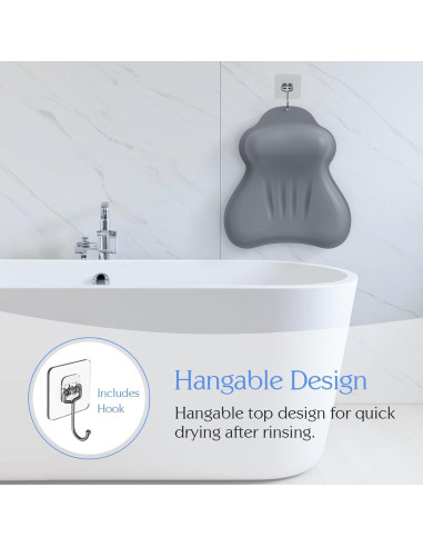Almohada de Baño Kixcvdm con Airbag Inflable y Ventosas Gris
