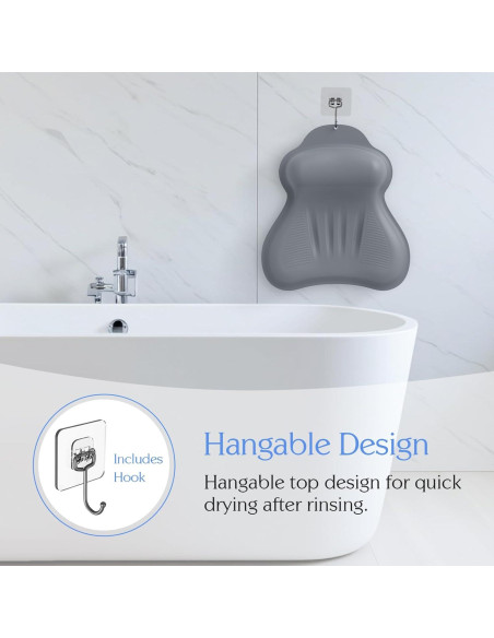 Almohada de Baño Kixcvdm con Airbag Inflable y Ventosas Gris