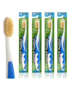 Cepillos de Dientes Manuales Mouthwatchers Dr. Plotka, 4 Unidades, Azul, Cerdas Suaves para Dientes Sensibles