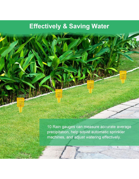 10 Pluviómetros Amarillos AngleKai 13x4.8 cm para Jardín