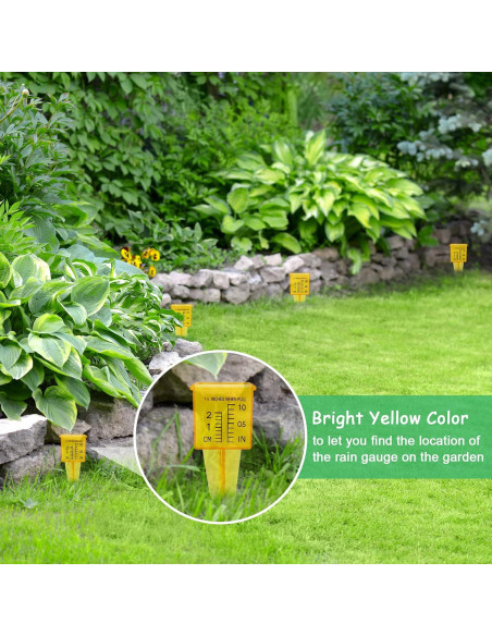 10 Pluviómetros Amarillos AngleKai 13x4.8 cm para Jardín