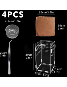 Kit Terrario Acrílico TREELF 20.3x11.9x11.9 cm para Reptiles 2