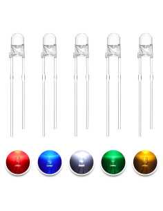 100 Diodos LED 3mm YUNKE DIANZI 5 Colores Lente Clara