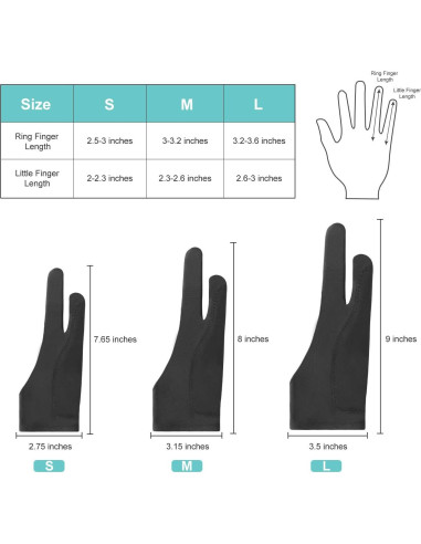 Guantes de Dibujo Mixoo 2 Piezas - Lycra Transpirable Pequeño