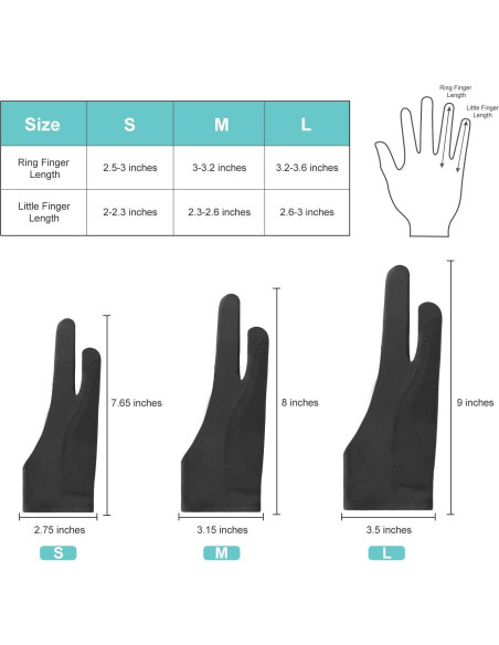 Guantes de Dibujo Mixoo 2 Piezas - Lycra Transpirable Pequeño