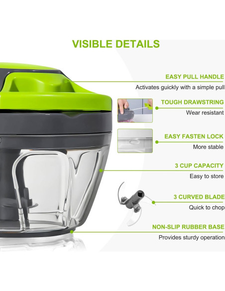 Procesador de Alimentos Manual MAMICOOKER 500ml Picador de Verduras Procesador de Alimentos Manual MAMICOOKER 500ml Picador de Verduras