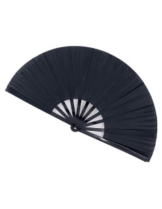 Abanico Plegable Grande STHUAHE Negro para Rave y Danza