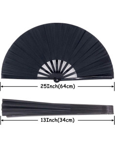 Abanico Plegable Grande STHUAHE Negro para Rave y Danza 2