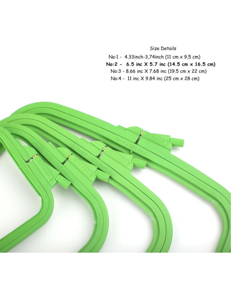 Aro de Bordado Rectangular Plástico Nurge No:2 Verde 14.5x16.5cm