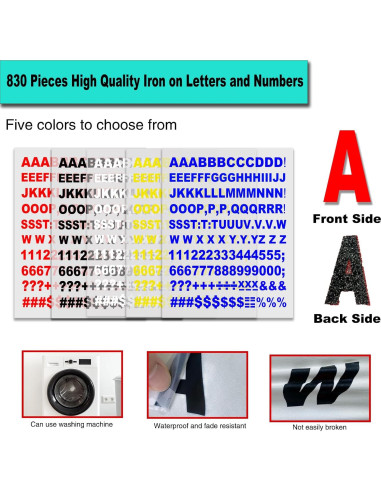 Juego de Letras de Planchar JIADAOMN 830 Piezas Negro