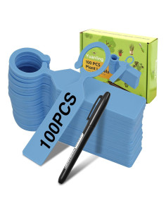 Etiquetas de Plantas Yuanling 100 Pcs Plástico Azul para Jardinería