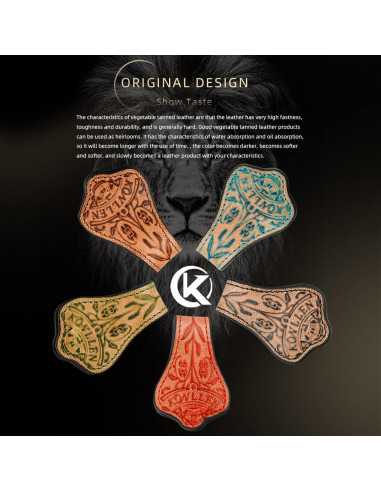 Soporte de Tiza de Cuero Curtido Vegetal KONLLEN Negro