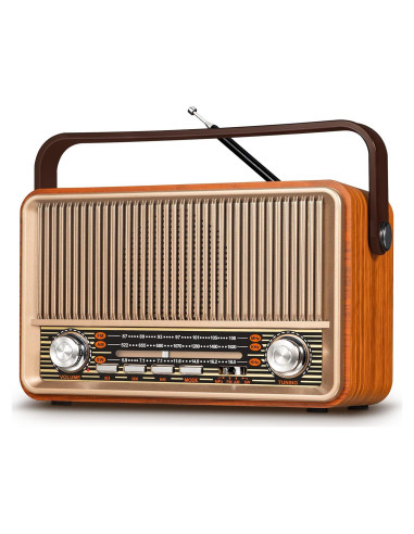 Radio Portátil Vintage PRUNUS J-120 AM FM Bluetooth 1800mAh