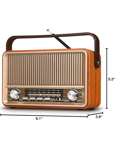 Radio Portátil Vintage PRUNUS J-120 AM FM Bluetooth 1800mAh