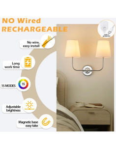 Apliques de Pared Inalámbricos PASSICA DECOR Juego de 2 LED 2
