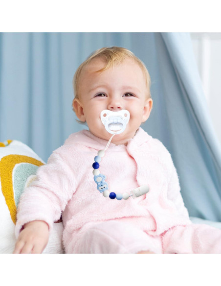 4 Clips de Chupete de Silicona para Bebés - Panda, Dinosaurio, Elefante, Mapache