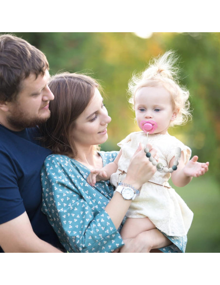 4 Clips de Chupete de Silicona para Bebés - Panda, Dinosaurio, Elefante, Mapache