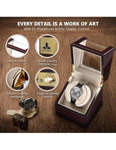 Enrollador de Reloj Automático CHIYODA SW Madera Sólida 5 TPDs