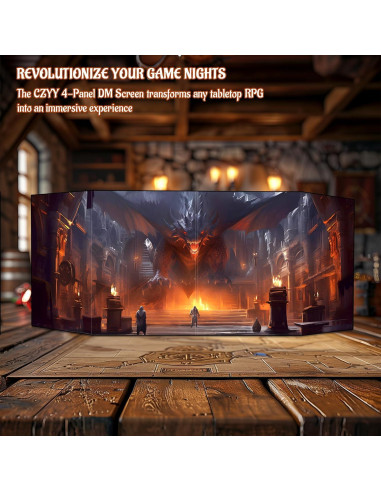 Pantalla de DM CZYY 4 Paneles Borrable para Dungeons y Dragons