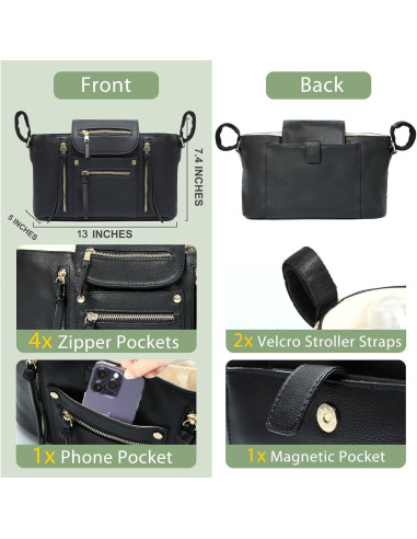 Organizador de Cochecito Miss Fong Negro con Soporte para Tazas