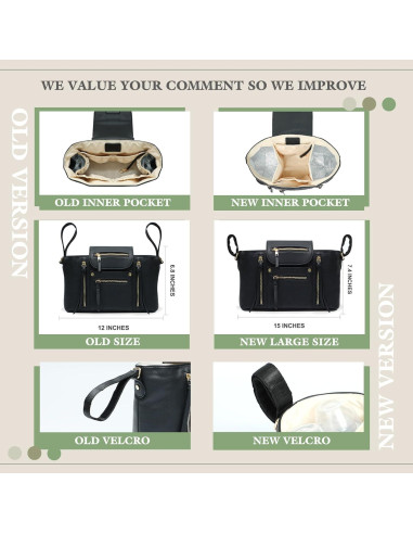 Organizador de Cochecito Miss Fong Negro con Soporte para Tazas