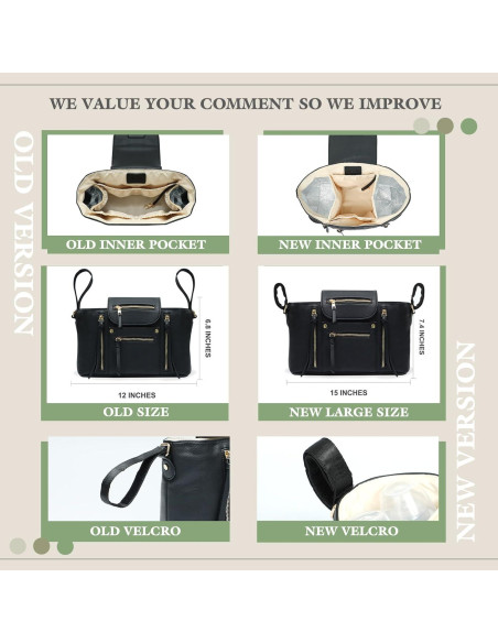 Organizador de Cochecito Miss Fong Negro con Soporte para Tazas