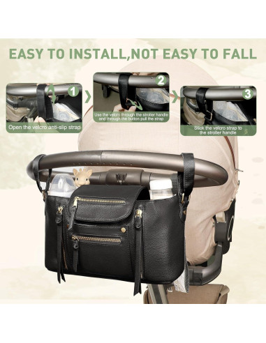 Organizador de Cochecito Miss Fong Negro con Soporte para Tazas