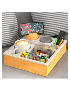 Bandeja organizadora para sofá RGBDOT - Soporte para taza y snacks