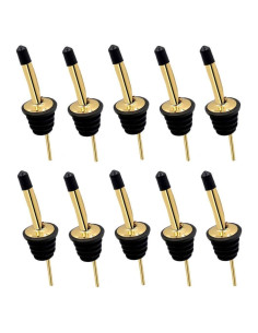 24 Vertedores de Licor Acero Inoxidable Dorado con Tapas