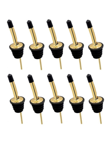 24 Vertedores de Licor Acero Inoxidable Dorado con Tapas