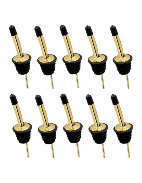 24 Vertedores de Licor Acero Inoxidable Dorado con Tapas