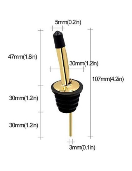 24 Vertedores de Licor Acero Inoxidable Dorado con Tapas