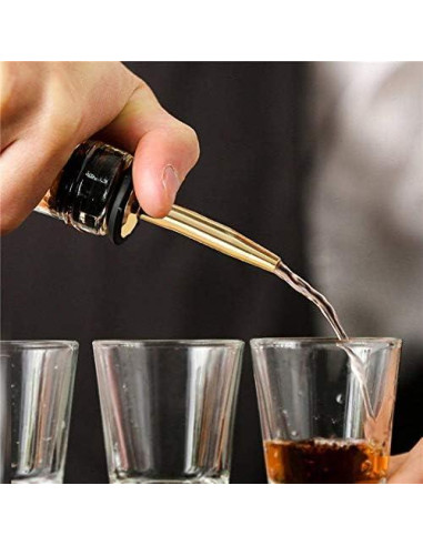 24 Vertedores de Licor Acero Inoxidable Dorado con Tapas