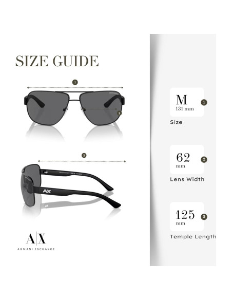 Gafas de sol Aviador Armani Exchange AX2012S con Kit de Cuidado Gafas de sol Aviador Armani Exchange AX2012S con Kit de Cuidado