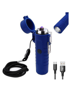 Encendedor Eléctrico YOZWOO Doble Arco con Linterna LED Azul