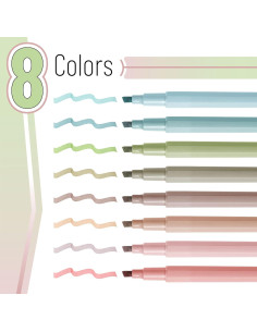Marcadores Estéticos Mr. Pen - Paquete de 8, Punta Cincel, Colores Brillantes 2