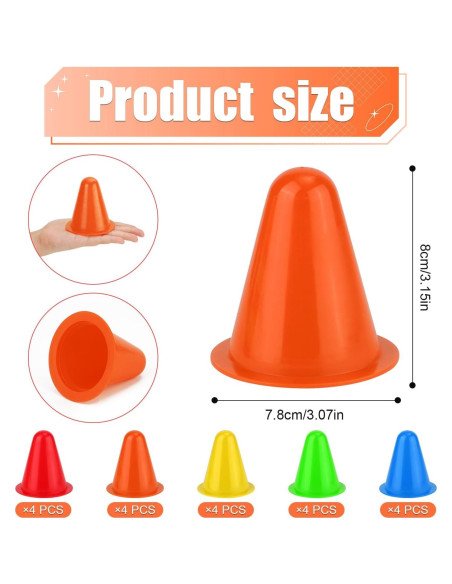 20 Conos de Fútbol XIHIRCD 8 cm para Entrenamiento Deportivo
