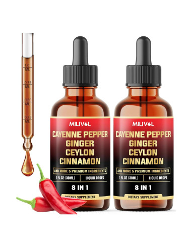 Gotas Líquidas de Pimienta de Cayena Milivol 30ml - 2 Paquetes